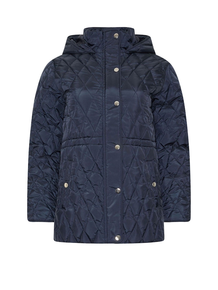 M&Co Blue Petite Short Diamond Quilted Jacket - Image 5 of 5