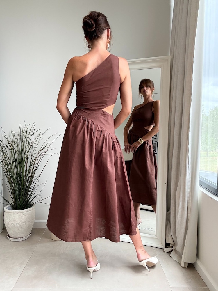 Style Cheat Brown Jasmine Cutout Midi Dress - Image 2 of 2 Style Cheat Brown Jasmine Cutout Midi Dress - Image 2 of 2