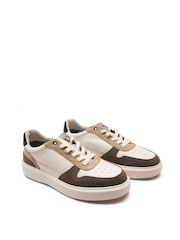 Off The Hook White Dylan Suede Leather Elevated Platform Sneakers - Image 1 of 6