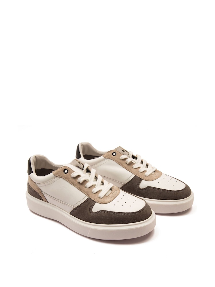 Off The Hook White Dylan Suede Leather Elevated Platform Sneakers - Image 1 of 6
