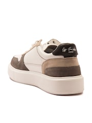 Off The Hook White Dylan Suede Leather Elevated Platform Sneakers - Image 3 of 6