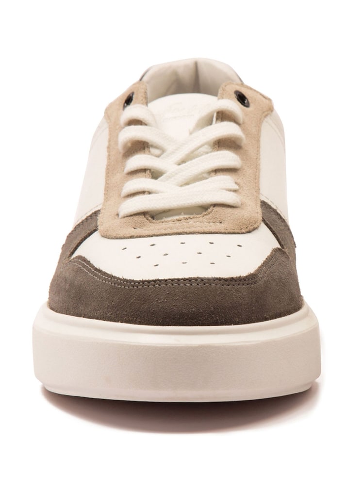 Off The Hook White Dylan Suede Leather Elevated Platform Sneakers - Image 6 of 6