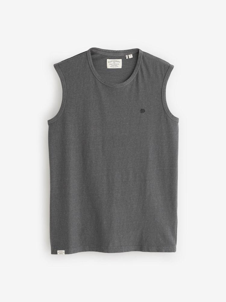 Superdry Grey Classic Cotton Linen Tank - Image 1 of 1