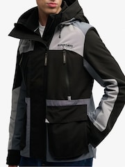 Superdry Black Hood Colour Block Windbreaker - Image 5 of 8