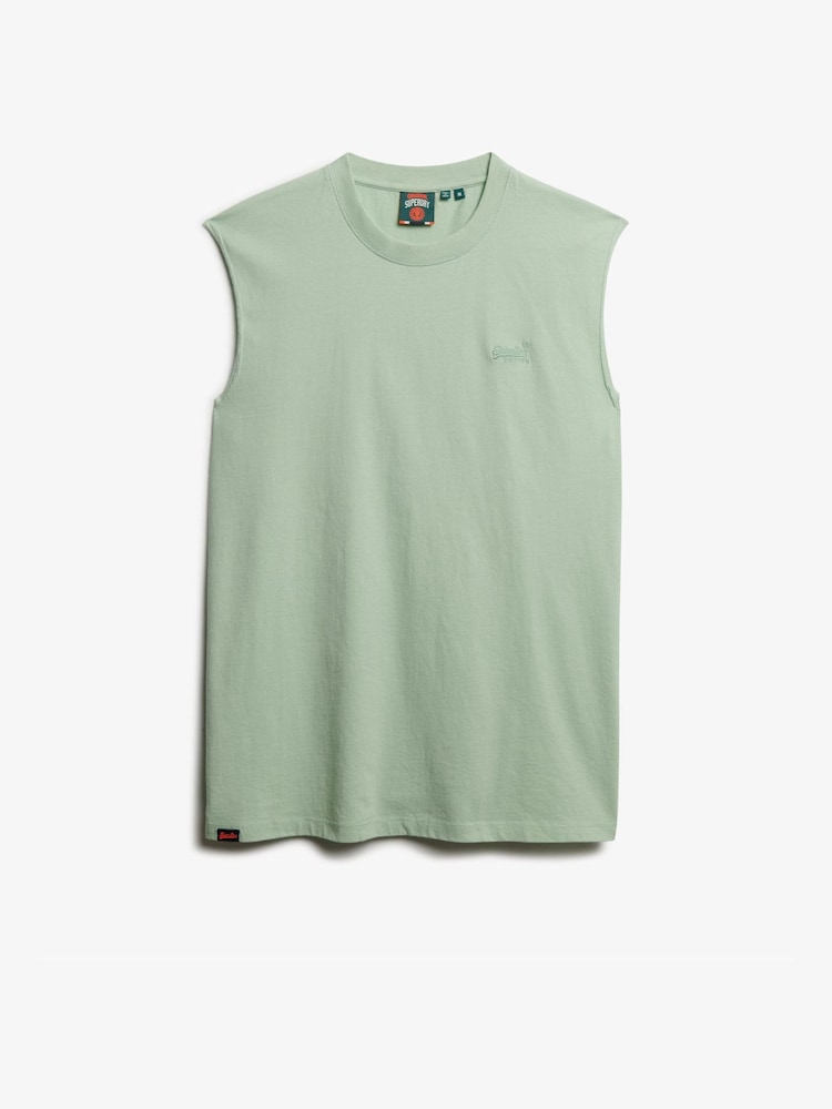 Superdry Green Cotton Essential Logo Tank Top - Image 6 of 6