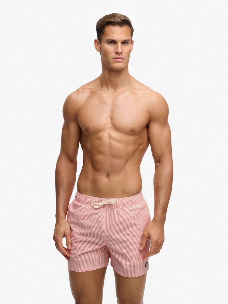 Superdry Pink Seer Sucker 15 Swim Shorts - Image 1 of 7