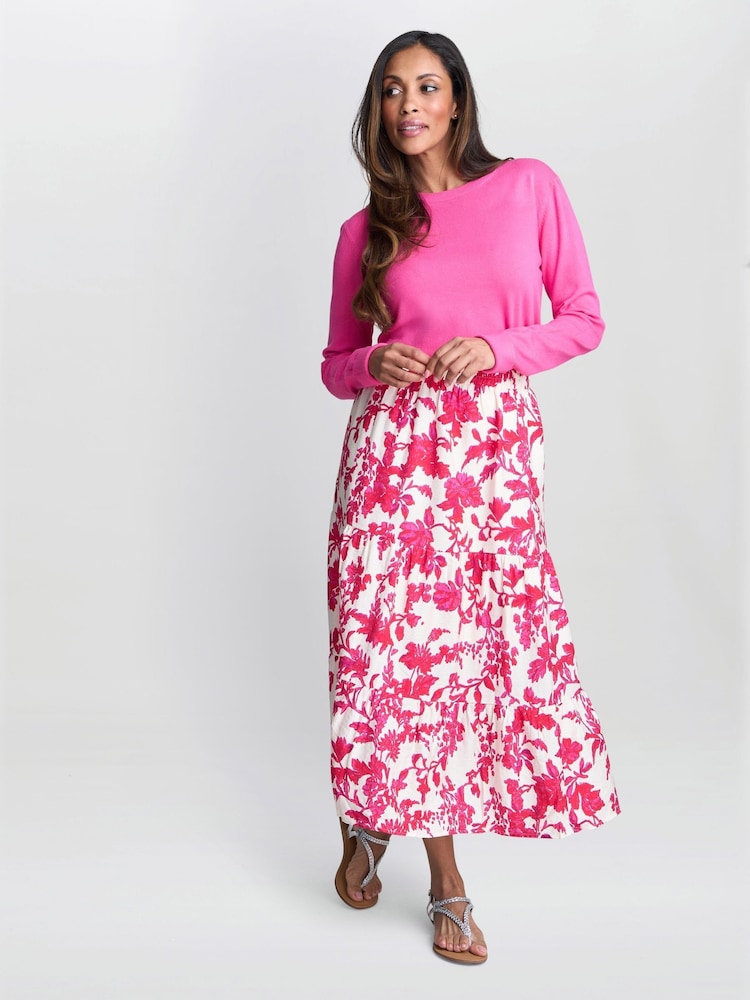 Gina Bacconi Pink Chris Fuchsia Floral Skirt - صورة 1 من 2