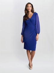 Gina Bacconi Blue Elaine Wrap Dress With Stud Sleeve - صورة 1 من 6
