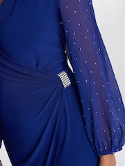 Gina Bacconi Blue Elaine Wrap Dress With Stud Sleeve - صورة 4 من 6