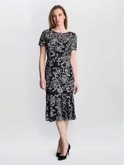 Gina Bacconi Savannah Corded Lace Black Dress - Image 1 of 5