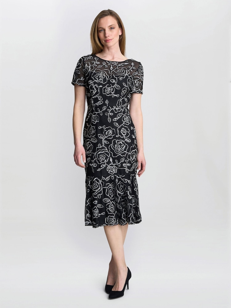 Gina Bacconi Savannah Corded Lace Black Dress - Image 1 of 5 Gina Bacconi Savannah Corded Lace Black Dress - Image 1 of 5