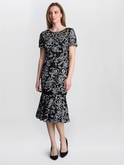 Gina Bacconi Savannah Corded Lace Black Dress - Image 3 of 5