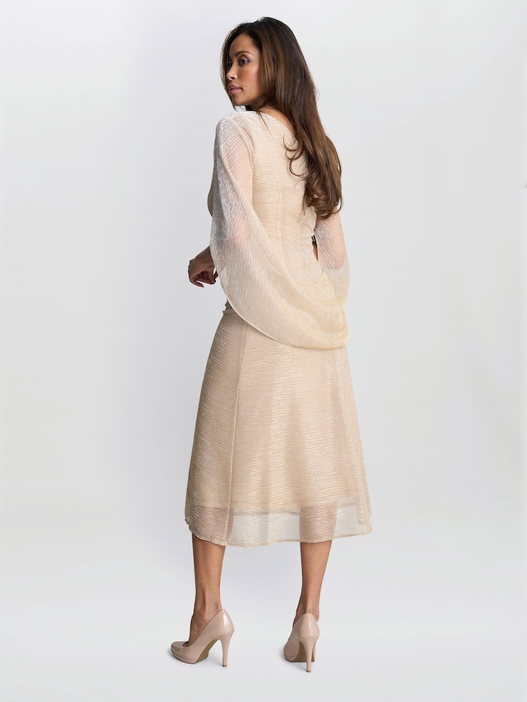 Gina Bacconi Gold Ciara Metallic Knit Maxi Dress - Image 2 of 6 Gina Bacconi Gold Ciara Metallic Knit Maxi Dress - Image 2 of 6