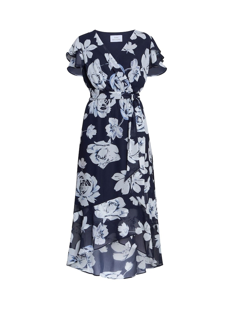 Gina Bacconi Teresa Floral Chiffon Black Dress - Image 7 of 7 Gina Bacconi Teresa Floral Chiffon Black Dress - Image 7 of 7