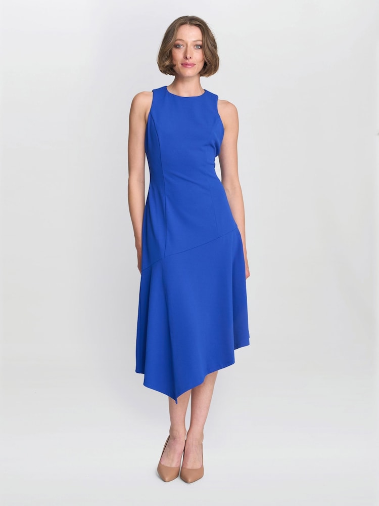 Gina Bacconi Blue Maureen Fit And Flare Crepe Midi Dress - Image 1 of 5 Gina Bacconi Blue Maureen Fit And Flare Crepe Midi Dress - Image 1 of 5