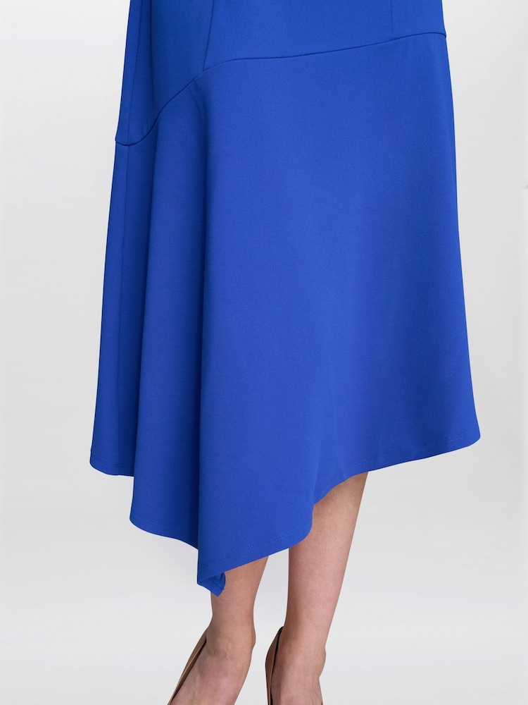 Womens Gina Bacconi Blue Maureen Fit And Flare Crepe Midi Dress US 8