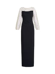 Gina Bacconi Arielle Embellished Mesh Sleeve Black Dress - Image 5 of 5