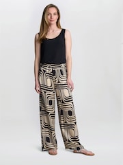 Gina Bacconi Quinn Satin Pull On Wide Leg Black Trousers - Image 1 of 4