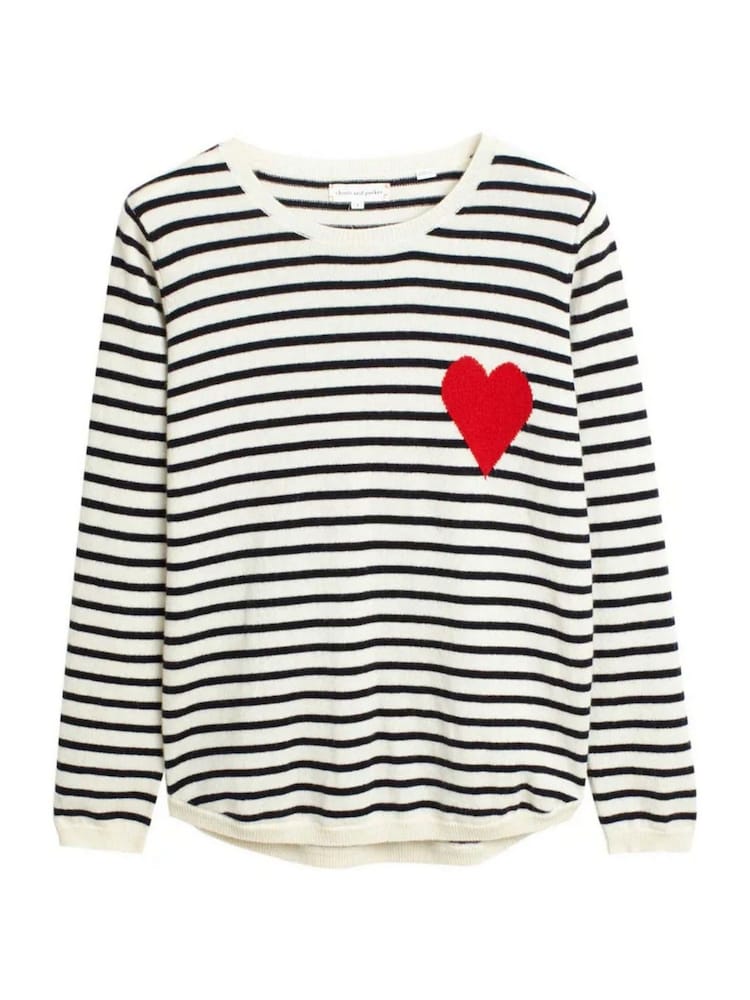 Chinti & Parker Wool Cashmere Blend Breton Heart Sweater - Image 4 of 4 Chinti & Parker Wool Cashmere Blend Breton Heart Sweater - Image 4 of 4