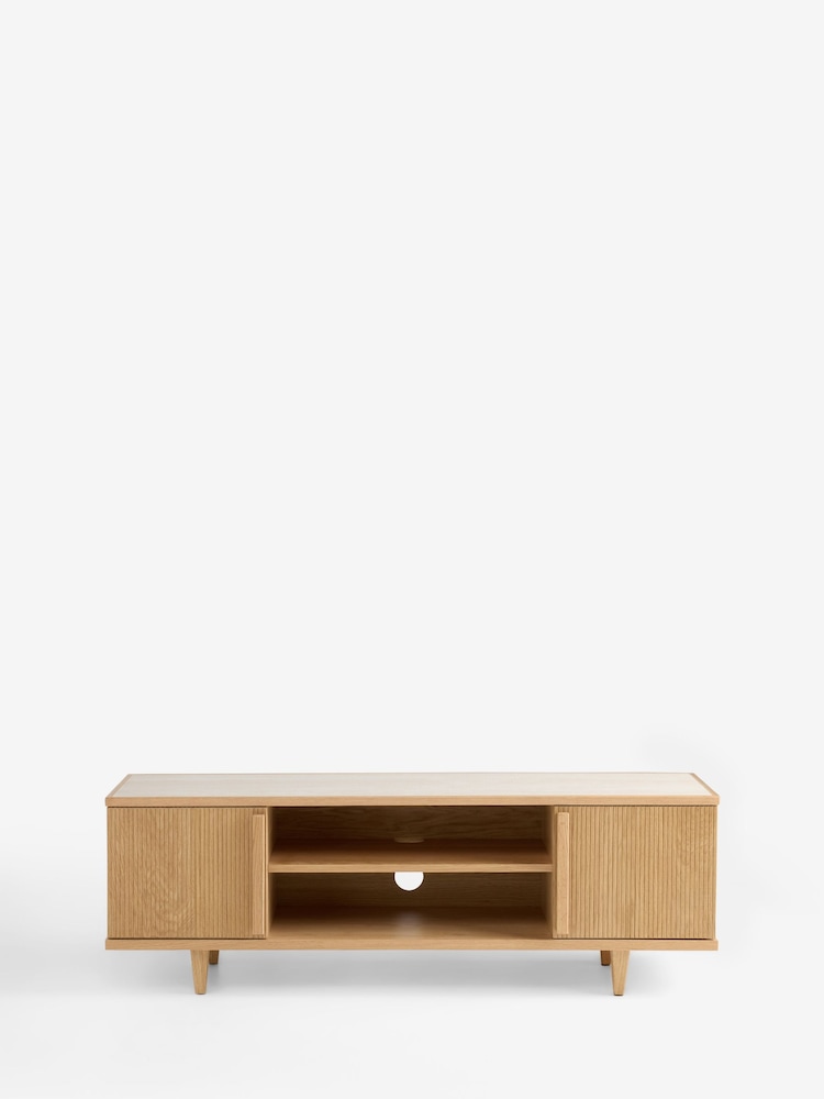 Ribbed Oak Brunswick Ceramic Top Up to 55 Inch Wide TV Unit - Image 1 of 4