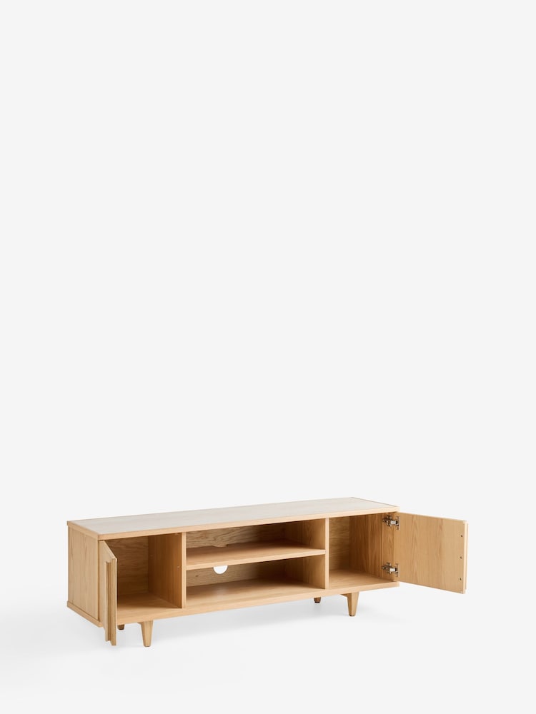 Ribbed Oak Brunswick Ceramic Top Up to 55 Inch Wide TV Unit - Image 2 of 4