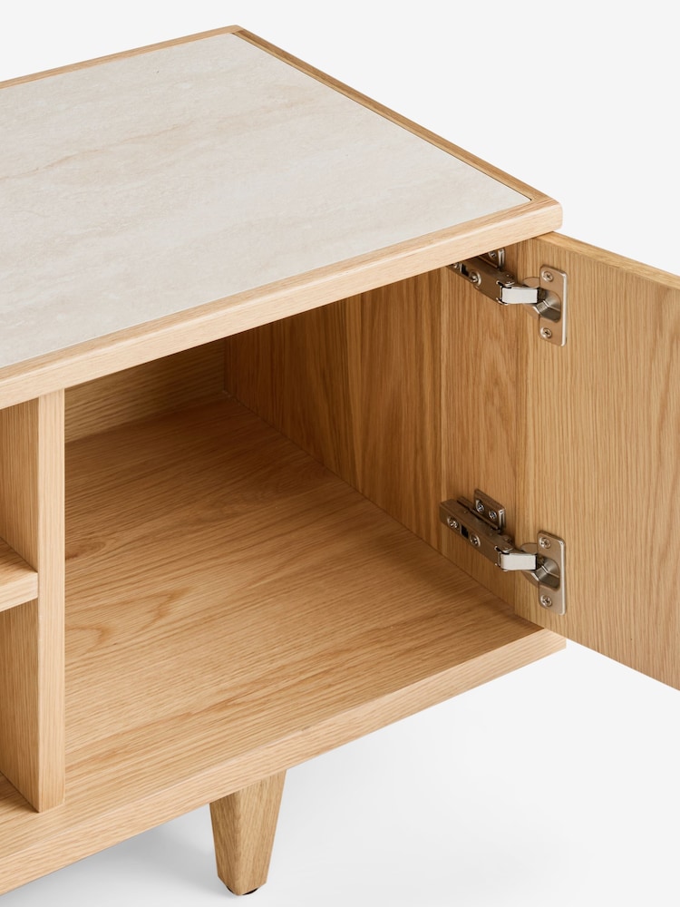 Ribbed Oak Brunswick Ceramic Top Up to 55 Inch Wide TV Unit - Image 4 of 4