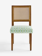 Nina Campbell Set of 2 Green Ikat Diamonds Avery Cane Dining Chairs - Image 1 of 5
