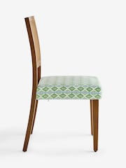 Nina Campbell Set of 2 Green Ikat Diamonds Avery Cane Dining Chairs - Image 3 of 5