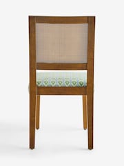 Nina Campbell Set of 2 Green Ikat Diamonds Avery Cane Dining Chairs - Image 7 of 7