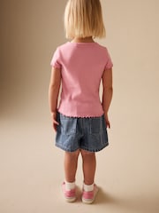 Personajul Tomatei Roz - Short Sleeve Ribbed T-Shirt (3mths-7yrs) - Imaginea 2 din 7