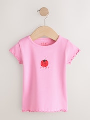 Personajul Tomatei Roz - Short Sleeve Ribbed T-Shirt (3mths-7yrs) - Imaginea 4 din 7