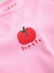 Personajul Tomatei Roz - Short Sleeve Ribbed T-Shirt (3mths-7yrs) - Imaginea 6 din 7