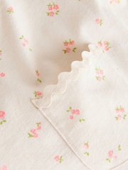 Ecru/alb model floral mic - Tricou cu mânecă scurtă cu tiv Ric Rac (3luni-7ani) - Imaginea 6 din 7