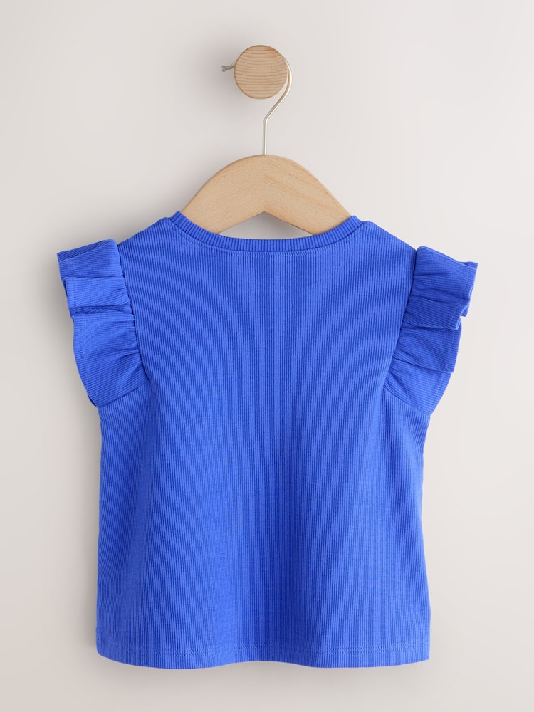 Cobalt Blue Ribbed Frill Vest (3mths-7yrs) - Image 2 of 7