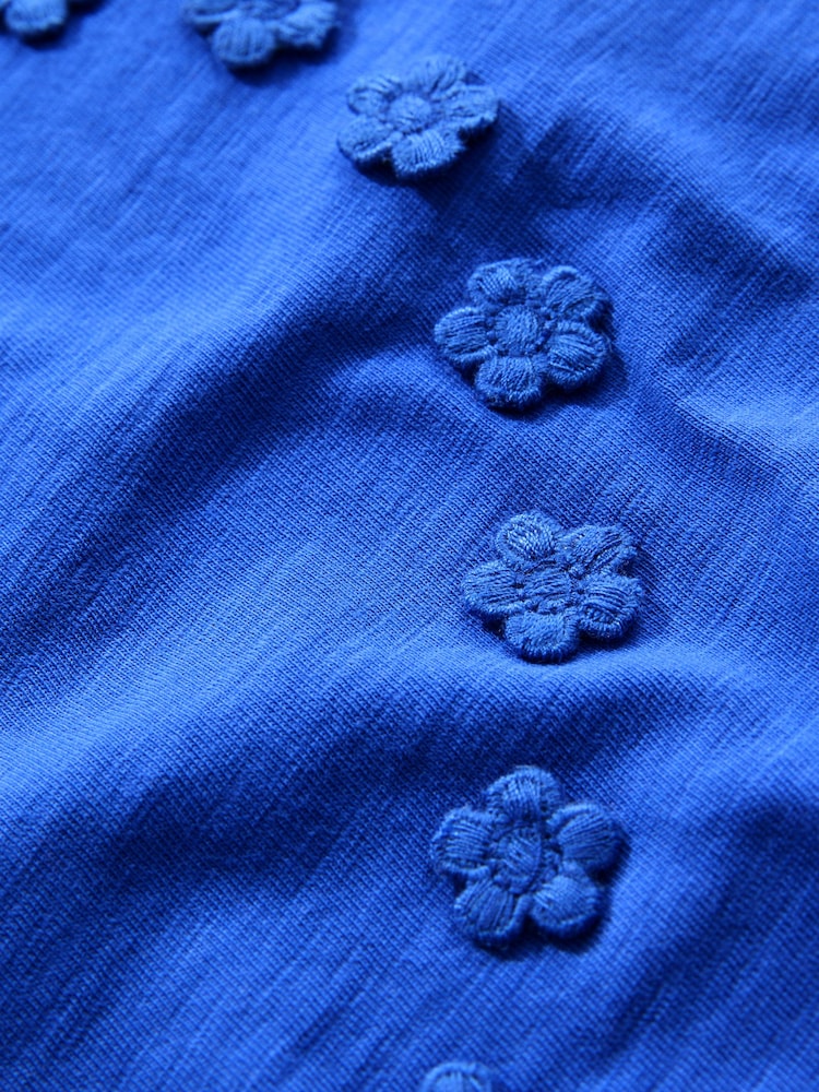 Blue Short Sleeve Applique Flower T-Shirt (3mths-7yrs) - Image 4 of 4