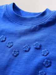 Blue Short Sleeve Applique Flower T-Shirt (3mths-7yrs) - Image 5 of 6