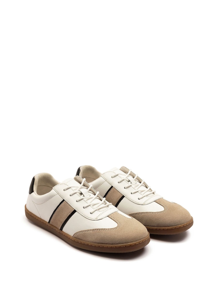 Off The Hook White Arter Leather Low Top Lace-Up Trainer Shoes - Image 1 of 6