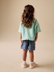 Teal Blue Short Sleeve Frill Hem Top (3mths-7yrs) - Image 3 of 4