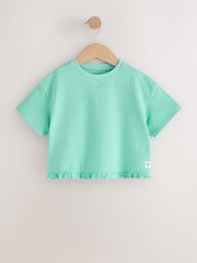 Teal Blue Short Sleeve Frill Hem Top (3mths-7yrs) - Image 5 of 9