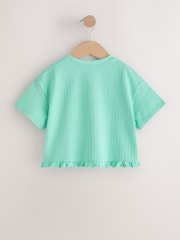 Teal Blue Short Sleeve Frill Hem Top (3mths-7yrs) - Image 6 of 9