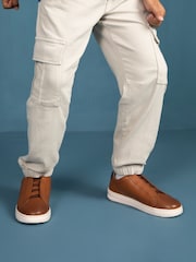 Off The Hook Brown Evers Leather Slip-On Sneakers with Elastic Lacing - Image 7 of 8