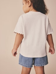 Ecru alb - Tricou cu mânecă scurtă cu tiv Ric Rac (3luni-7ani) - Imaginea 2 din 6