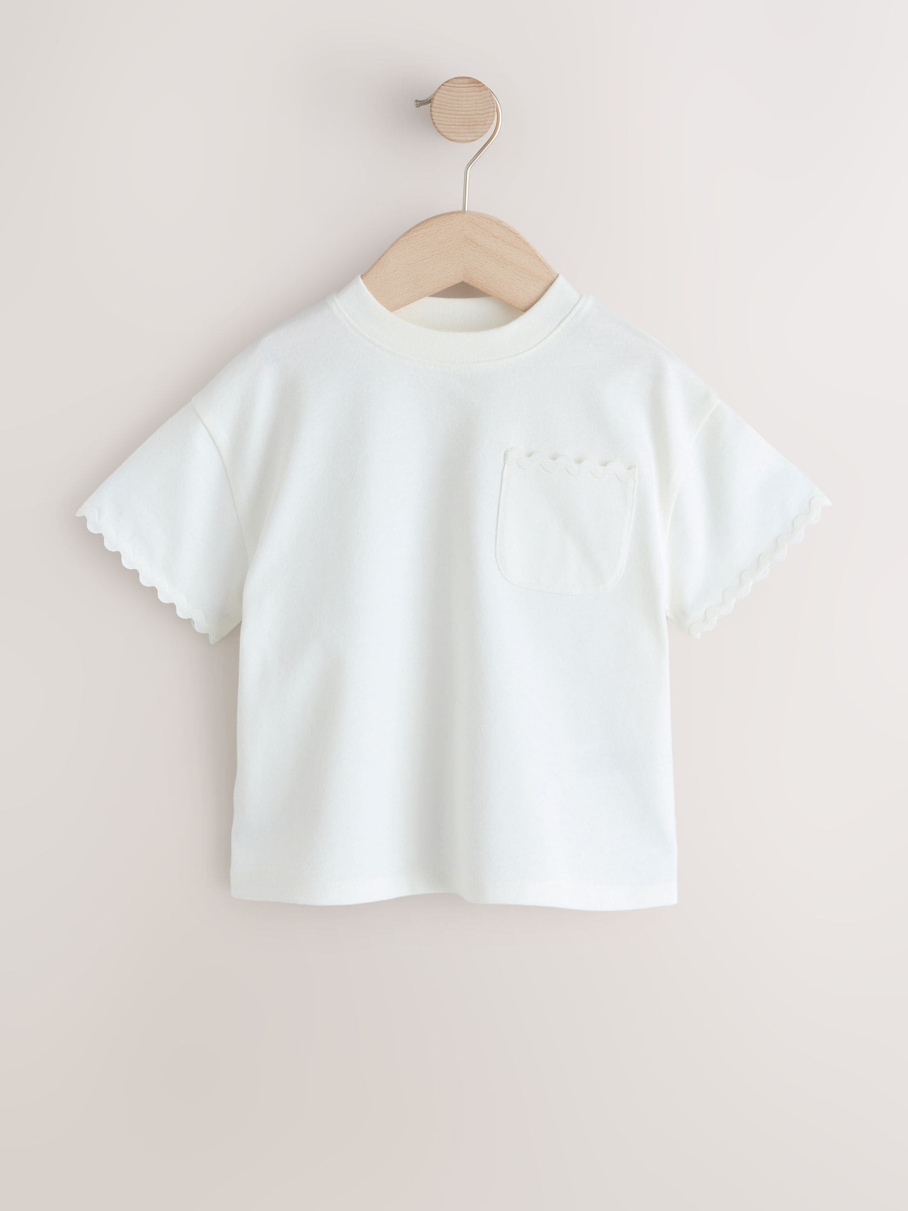Buy Ecru White Short Sleeve Ric Rac Trim T-Shirt (3mths-7yrs) from