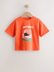 برتقالي قطة - تيشرت بكُم قصير (3شهور-7سنوات) - صورة 1 من 4