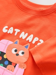 برتقالي قطة - تيشرت بكُم قصير (3شهور-7سنوات) - صورة 3 من 4