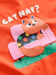 برتقالي قطة - تيشرت بكُم قصير (3شهور-7سنوات) - صورة 4 من 4