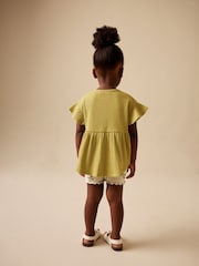 Green Ditsy Floral Ribbed Top and Cycle Shorts Set (3mths-7yrs) - Image 2 of 8