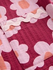 Pink/Plum Stampy Flower Short Sleeve Button Shirt and Shorts Set (3mths-7yrs) - Image 9 of 9