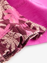 Pink/Purple Palm Tree Embroidery Short Sleeve Top and Shorts Set (3mths-7yrs) - Image 8 of 9