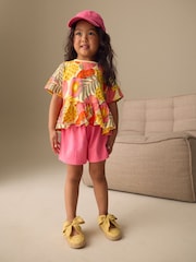 Pink Flowers Short Sleeve Top and Shorts Set (3mths-7yrs) - Image 1 of 8